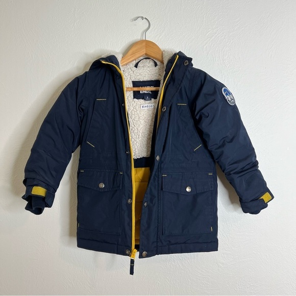 Lands' End Kids Winter Parka Coat Navy Blue Fleece Lined Grow-A-Long Size S(4) - Picture 8 of 16
